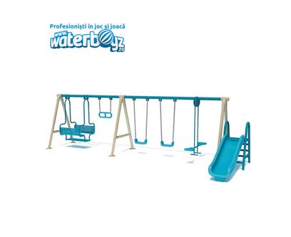 Ansamblu topogan si 4 leagane pentru copii, 3-12 ani, 450x250x300 cm