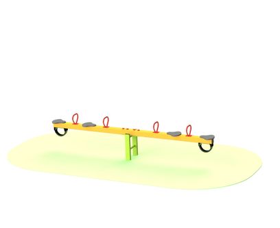 Balansoar cu 4 locuri pentru copii Model 6, 3-12 ani, 305x68x32 cm, metal si plastic, portocaliu