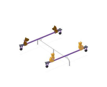 Balansoar dublu pentru copii Libelula, 3-10 ani, 302x300x133.5 cm, metal si plastic, mov