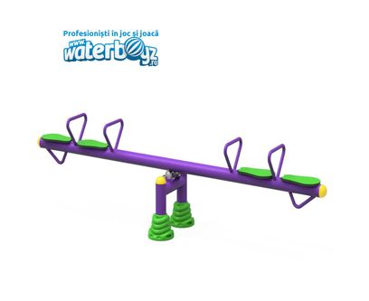 Balansoar cu 4 locuri pentru copii Model 8, +3 ani, 362x94x73 cm, metal si plastic, mov