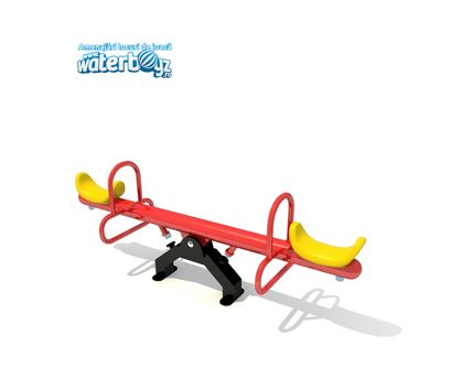 Balansoar dublu cu doua picioare pentru copii, 3-10 ani, 210x52x82 cm, metal si plastic LLDPE, rosu