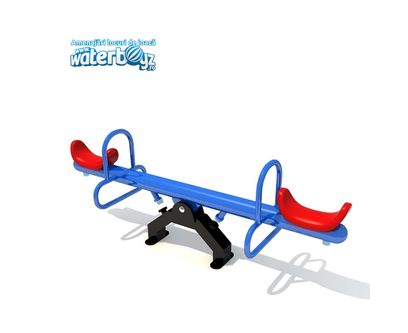 Balansoar dublu cu doua picioare pentru copii, 3-10 ani, 210x52x82 cm, metal si plastic LLDPE, albastru