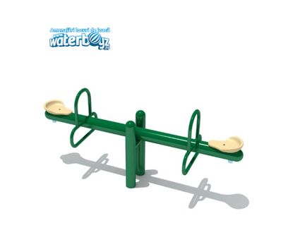 Balansoar dublu cu doua picioare pentru copii Model 4, 3-10 ani, 210x52x85 cm, metal si plastic LLDPE, multicolor