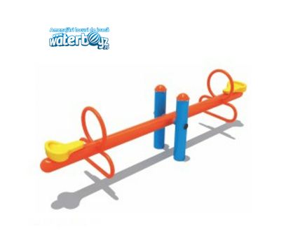 Balansoar dublu cu doua picioare pentru copii Model 5, 3-12 ani, 200x60x70 cm, metal si plastic, multicolor