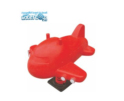 Balansoar pe arc pentru copii Funny Avion 2, 1-4 ani, metal si plastic LLDPE, rosu