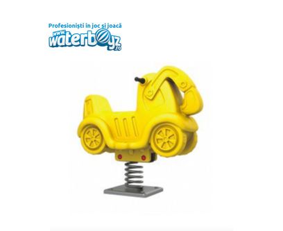 Balansoar pe arc pentru copii Excavator, 1-4 ani, 86x61x40 cm, metal si plastic LLDPE, galben