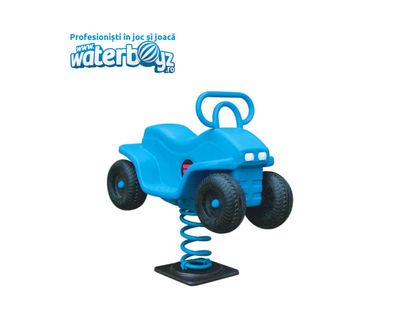Balansoar pe arc pentru copii Funny Car 2, 1-4 ani, 75x38x80 cm, metal si plastic LLDPE, albastru