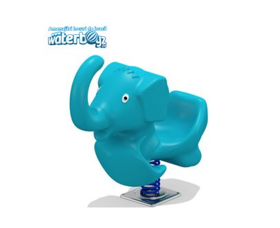Balansoar pe arc pentru copii Funny Elefant, 1-4 ani, 80x40x85 cm, metal si plastic LLDPE, albastru