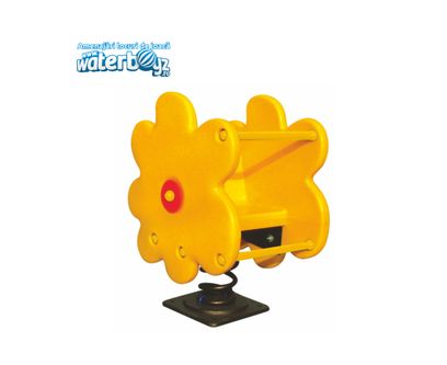 Balansoar pe arc pentru copii Funny Floare, 1-4 ani, 70x50x70 cm, metal si plastic LLDPE, galben
