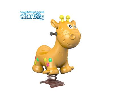 Balansoar pe arc pentru copii Funny Girafa, 1-4 ani, 70x50x70 cm, metal si plastic LLDPE, galben