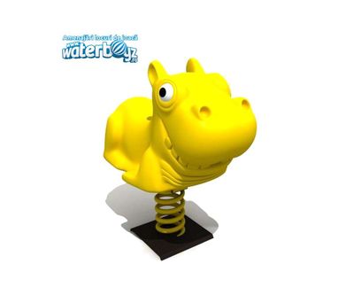 Balansoar pe arc pentru copii Funny Hipopotam 2, 1-4 ani, 70x40x45 cm, metal si plastic LLDPE, galben
