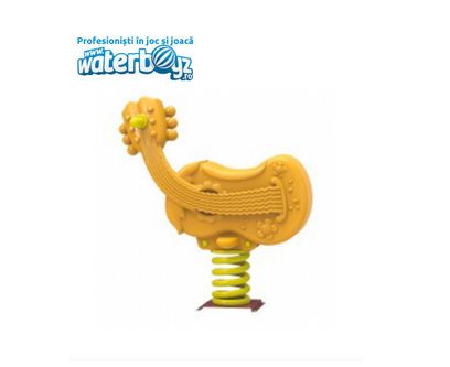 Balansoar pe arc pentru copii Funny Music, 1-4 ani, 91x40x97 cm, metal si plastic LLDPE, galben