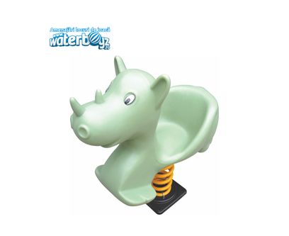 Balansoar pe arc pentru copii Funny Rinocer, 1-4 ani, 90x30x97 cm, metal si plastic LLDPE, gri
