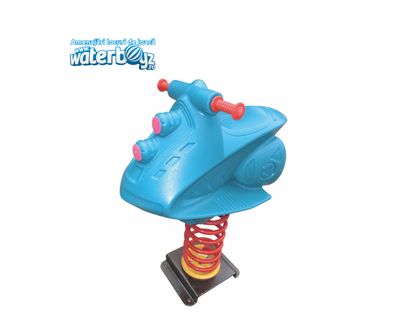 Balansoar pe arc pentru copii Funny Skijet, 1-4 ani, 70x50x70 cm, metal si plastic LLDPE, albastru