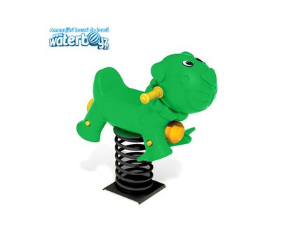 Balansoar pe arc pentru copii Funny Tigru, 1-4 ani, metal si plastic LLDPE, verde, 70x50x70 cm