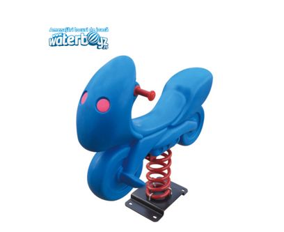Balansoar pe arc pentru copii Funny motocicleta model 1, 1-4 ani, 92x30x82 cm, metal si plastic, albastru