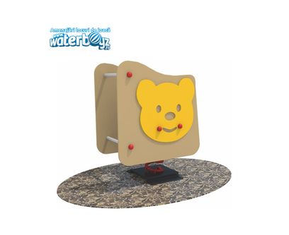 Balansoar pe arc pentru copii Teddy Bear, 1-4 ani, 58x39x73 cm, metal si plastic HDPE, galben