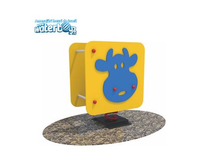Balansoar pe arc pentru copii Vacuta, 1-4 ani, 58x39x72 cm, metal si plastic HDPE, galben