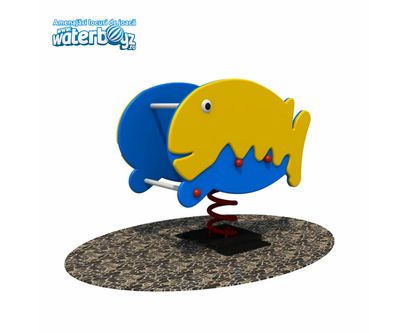 Balansoar pe arc pentru copii Peste, 1-4 ani, 72x39x68 cm, metal si plastic HDPE, multicolor