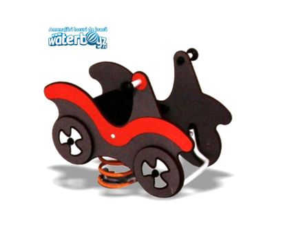 Balansoar pe arc pentru copii Masinuta Model 2, 1-4 ani, 70x40x67 cm, metal si plastic HDPE, maro