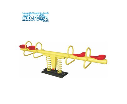 Balansoar pe arcuri cu 4 locuri pentru copii, 3-10 ani, 210x52x85 cm, metal si plastic LLDPE, galben