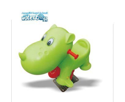 Balansoar pe arc pentru copii Funny Rinocer, 1-4 ani, 70x50x70 cm, metal si plastic LLDPE, verde