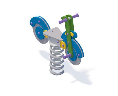 Balansoar pe arc pentru copii Scooter, 1-4 ani, 30x112x90 cm, metal si plastic HDPE, multicolor