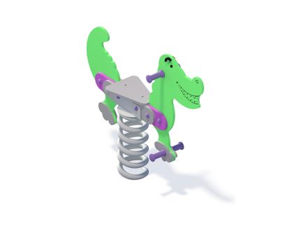 Balansoar pe arc pentru copii Crocodil, 1-4 ani, 24x104x85 cm, metal si plastic HDPE, verde