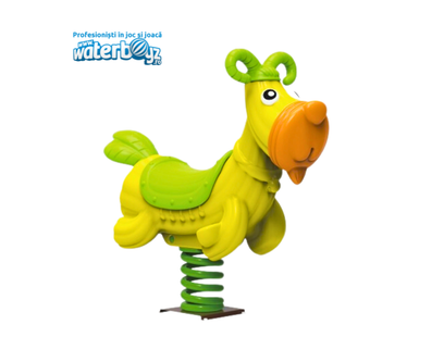 Balansoar pe arc pentru copii Funny Berbecut, 1-4 ani, 68x39x105 cm, metal si plastic LLDPE, verde