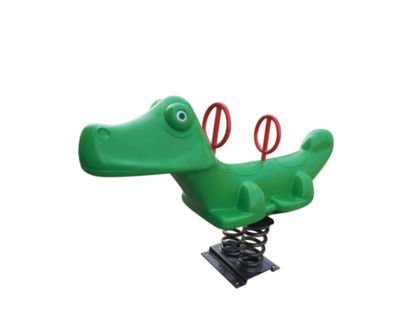 Balansoar pe arc pentru copii Funny Croco, 1-4 ani, 144x45x73 cm, metal si plastic LLDPE, verde