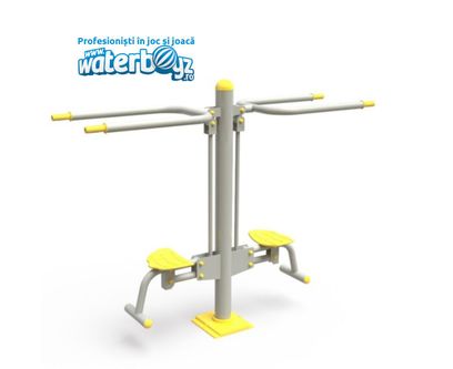Aparat de fitness dublu pentru umeri, brate si spate pentru exterior, 70x230x190 cm, metal si plastic LLDPE