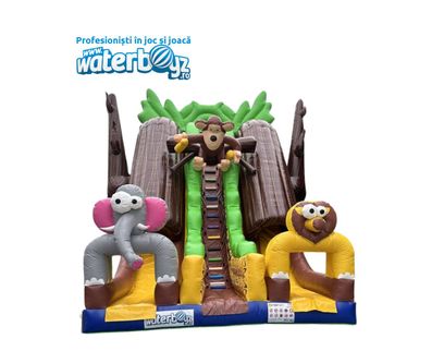 Tobogan gonflabil profesional Jungle model 2 cu doua pante
