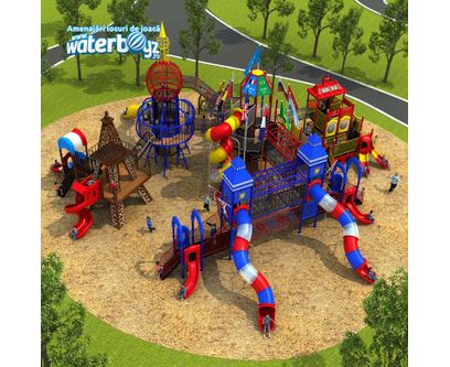 Complex de joaca pentru copii de metal Dream of Pleasure Island 3, exterior, 3-12 ani, 2340x2200x900 cm
