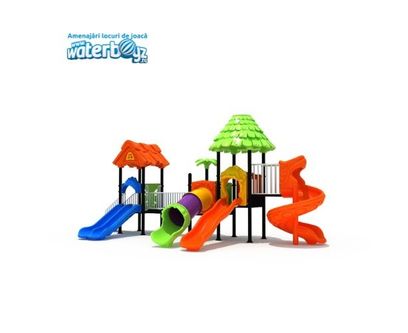 Complex de joaca pentru copii de metal Padurea Fermecata 30, exterior, 3-12 ani, 800x350x380 cm