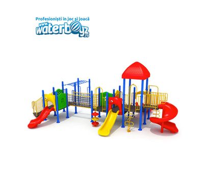 Complex de joaca pentru copii de metal Fun Land 12, exterior, 3-12 ani, 640x660x380 cm