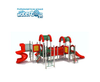 Complex de joaca pentru copii de metal Fun Land 4, exterior, 3-12 ani, 1140x620x370 cm