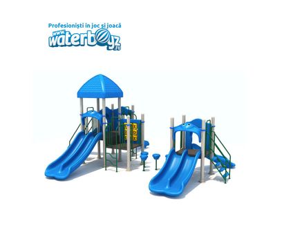 Complex de joaca pentru copii de metal Fun Land 5, exterior, 3-12 ani, 830x620x350 cm