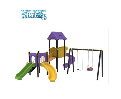 Complex de joaca pentru copii de metal Economy 38, exterior, 3-12 ani, 765x660x423 cm