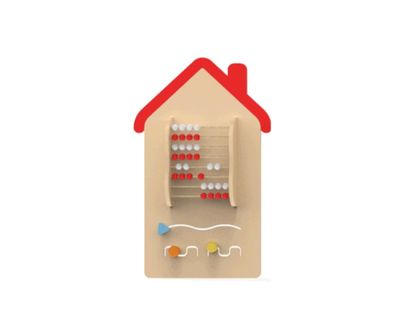 Panou interactiv de perete pentru copii Casuta 1, 110x57x2 cm, 0-3 ani