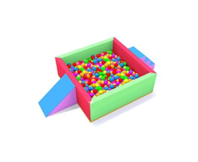 Piscina cu bile Soft Play patrata, 3-12 ani, multicolor