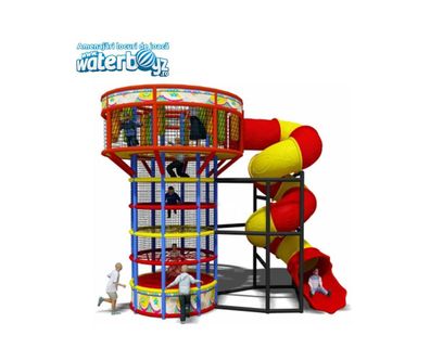 Turn de catarare Spider Tower cu tobogan pentru locuri de joaca de interior, 3-12 ani
