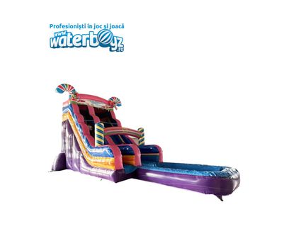 Tobogan gonflabil profesional cu apa Candy Land , 900x300x4990 cm