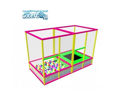 Trambulina si piscina modulara elastica cu bile pentru interior, 120x120 cm, 3-12 ani