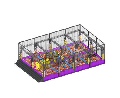 Traseu de aventura de interior pentru copii Ninja Course 65 mp, 662x1000x650 cm, +8 ani