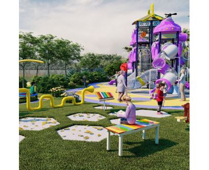 Amenajare completa loc de joaca de exterior la cheie Purple Zone