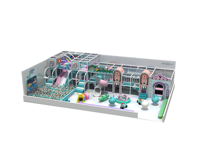 Amenajare completa loc de joaca de interior la cheie Turquoise Pastel 200 mp, 3-12 ani