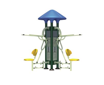Aparat de fitness dublu pentru picioare Model 4 pentru exterior, 260x260x220 cm, metal si plastic LLDPE