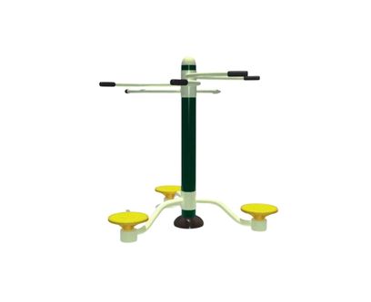 Aparat de fitness triplu pentru abdomen lateral pentru exterior, 155x155x135 cm, metal si plastic LLDPE