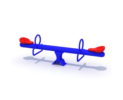 Balansoar dublu pentru copii Model 12, 3-10 ani, 200x40x55 cm, metal si plastic, albastru si rosu