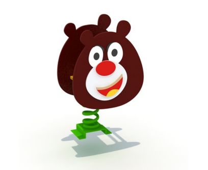Balansoar pe arc pentru copii Bear, 1-4 ani, 58x37x58 cm, metal si plastic HDPE, maro